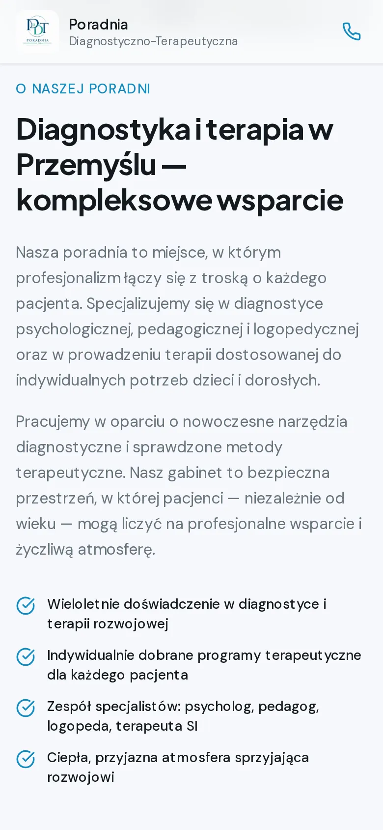 Poradnia na telefonie — sekcja o poradni